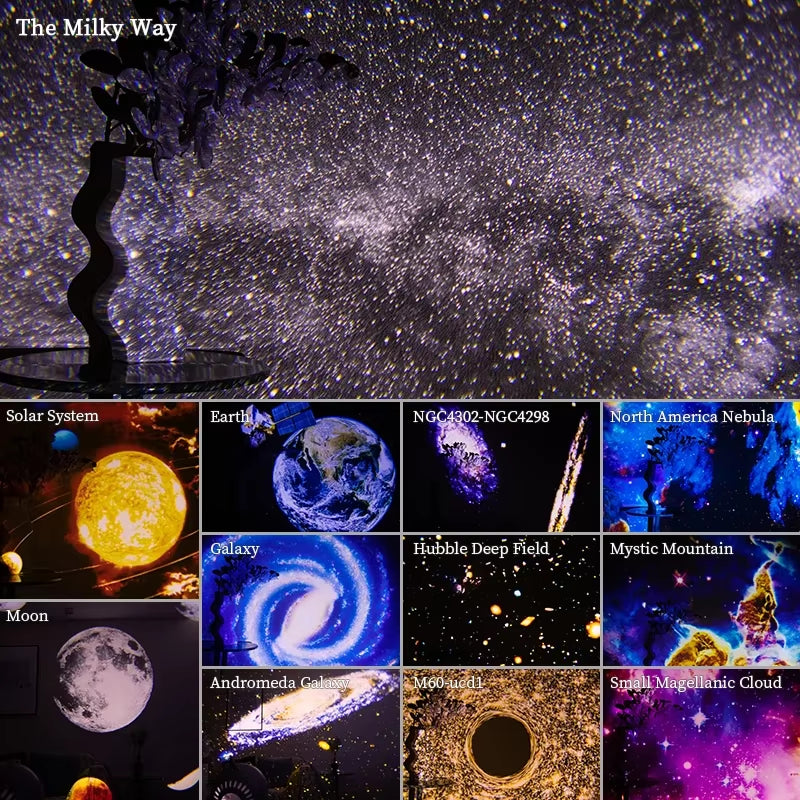Velký projektor hvězd Galaxy (13") – rotující lampa s planetami a mlhovinou