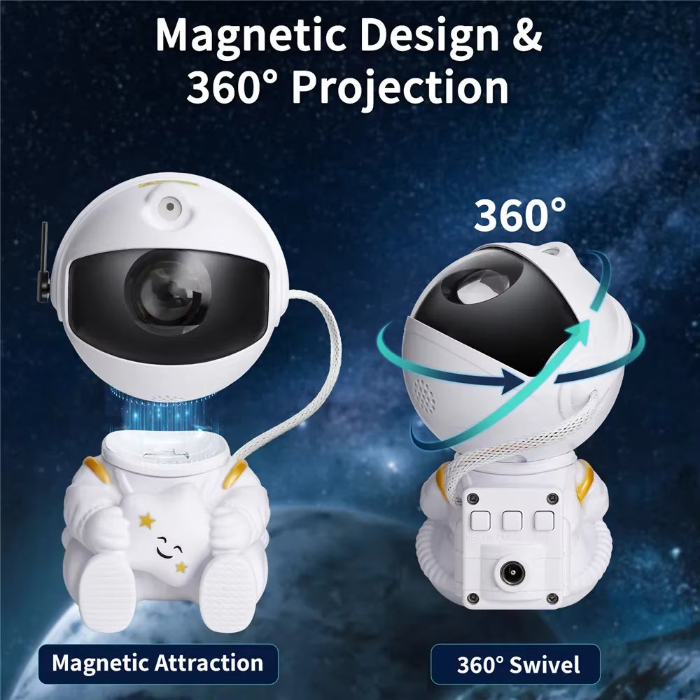 Projektor hvězd v podobě astronauta – lampa s galaxií a mlhovinou