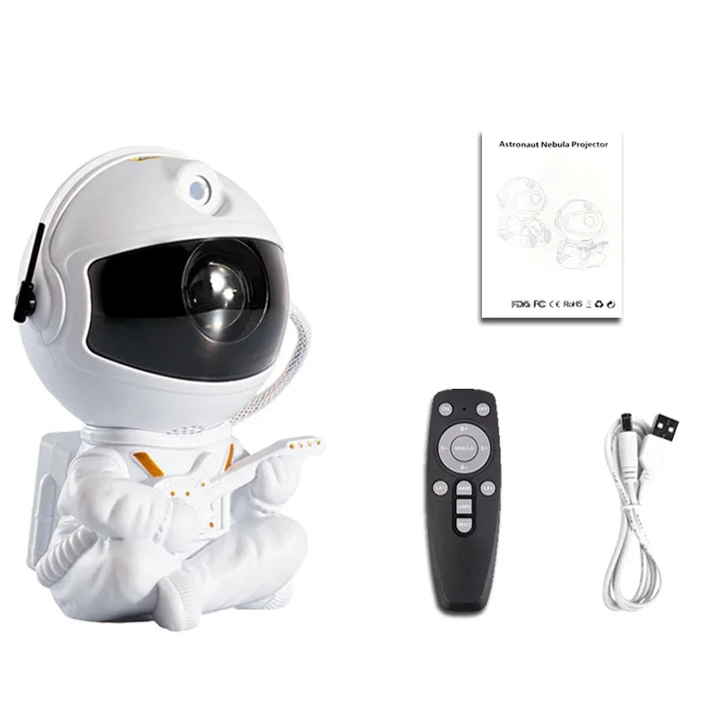 Projektor hvězd v podobě astronauta – lampa s galaxií a mlhovinou