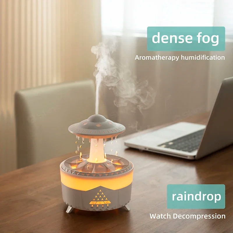 Aroma difuzér „Rain Cloud“ – zvlhčovač ve tvaru UFO s jemným světlem