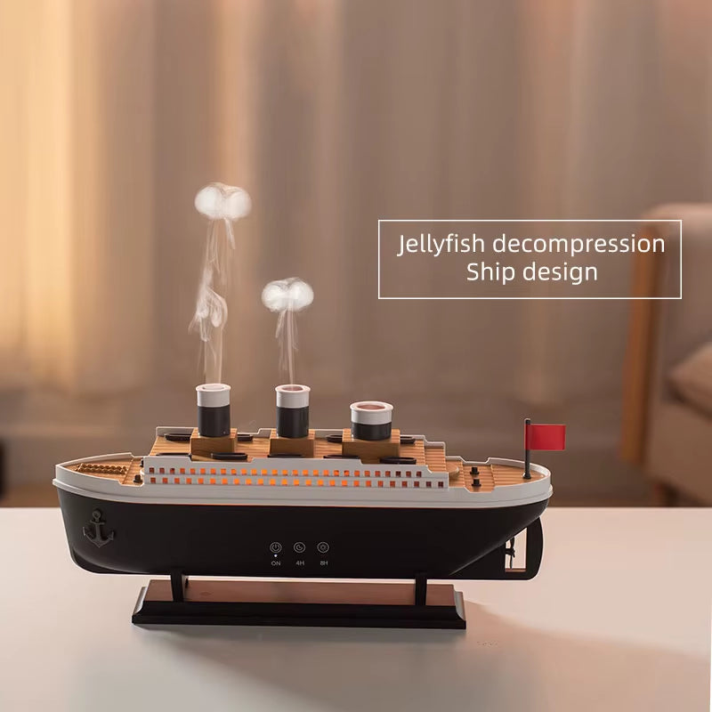 Aroma difuzér „Titanic“ – stylový zvlhčovač vzduchu s efektem páry a LED osvětlením