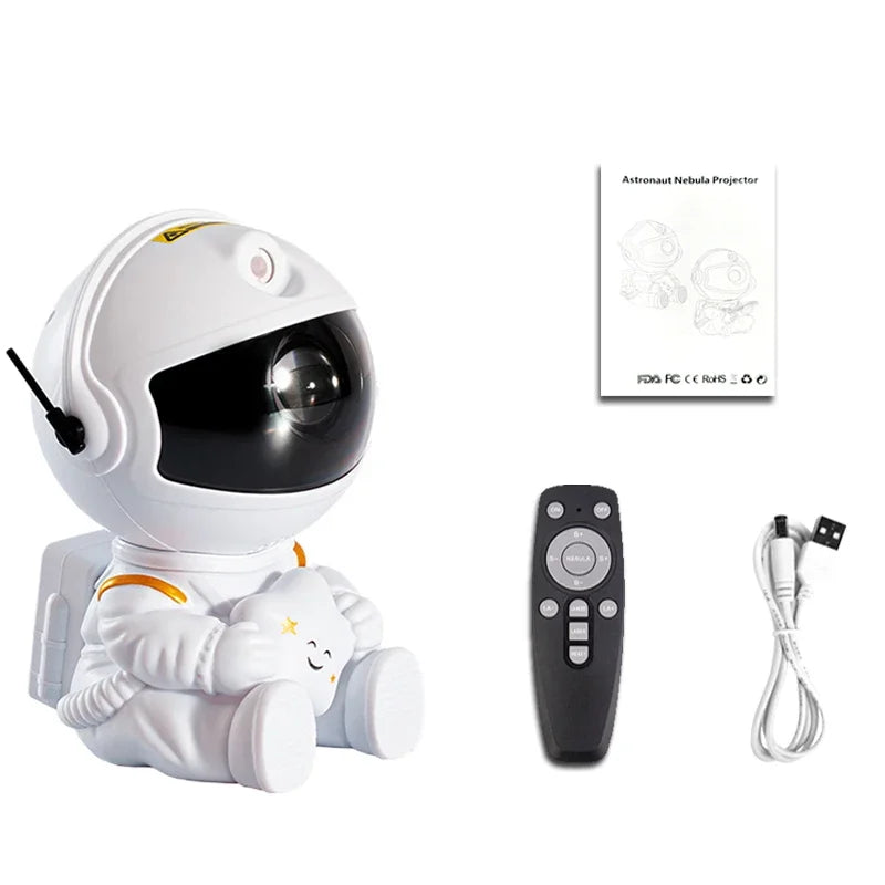 Projektor hvězd v podobě astronauta – lampa s galaxií a mlhovinou